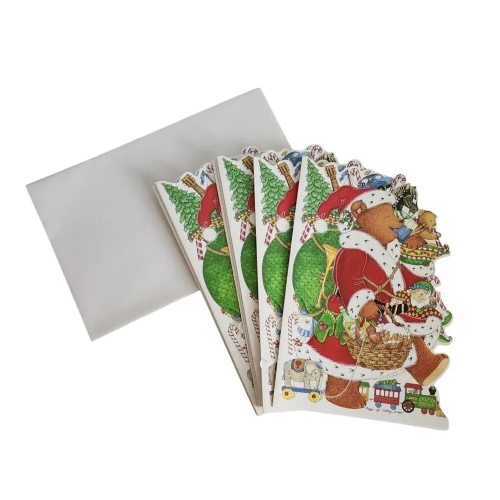 SET OF 11 Vintage Renaissance Peggy Jo Ackley 1987 Teddy Bear Santa Claus Cards
